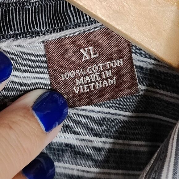 Perry Ellis Cotton Pinstripes Button Up Shirt - Picture 8 of 8